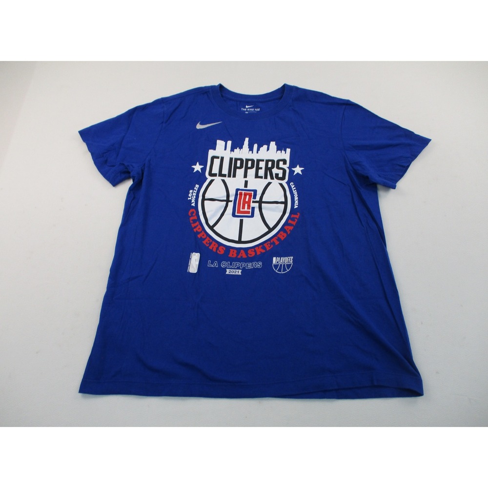 Nike Shirt Men Large Blue LA Clippers 2021 NBA Playoffs Basketball